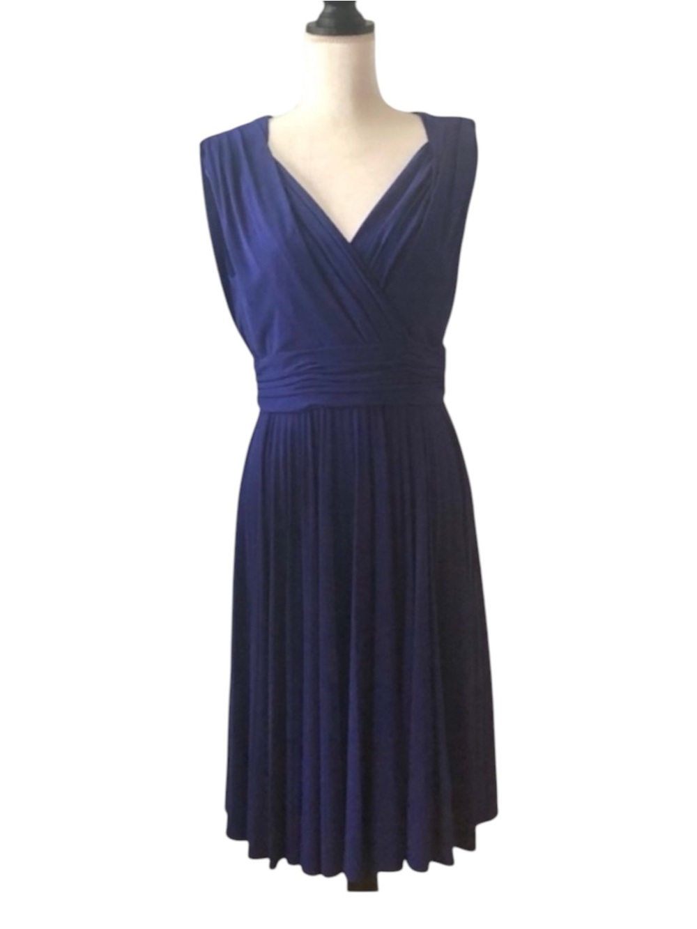 Ivy & Blu Sapphire Blue Pleated Cocktail Party Dress Sleeveless Size 10